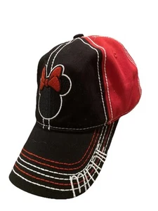 New Minnie Mouse Hat Disney Baseball Cap Black And Red Adjustable One Size - Picture 1 of 5