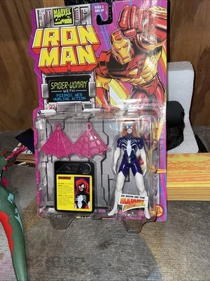 Figura de acción Iron Man Spider-Woman de Marvel Comics (Toy Biz, 1994) NUEVA en paquete Foto 1 de 4