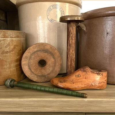 Molde de madera primitivo para zapatos para niños molino textil carrete bobina rueda de polea Starline Foto 1 de 4