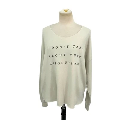 Sudadera Wildfox I Don't Care About Your Resolutions Crema Talla Grande Foto 1 de 4