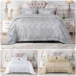 3Piece Quilted Bedspread Comforter Set Bed Throw Double King Super King Bed Size - Picture 1 of 21