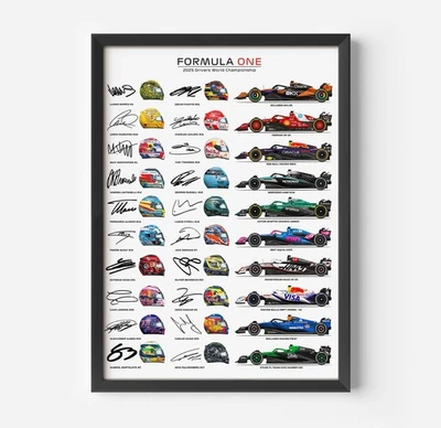 Póster del Campeonato Mundial de F1 2025 - Cascos Mercedes Red Bull Ferrari regalo artístico #1 Foto 1 de 4