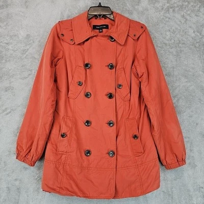 Gabardina Jones New York para mujer talla S naranja con capucha aislada doble pecho Foto 1 de 4