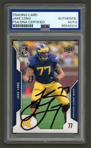 Tarjeta de novato firmada por Jake Long 2008 Upper Deck Draft Edition #45 (PSA) Michigan - Imagen 1 de 2