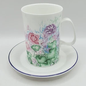 Dunoon Summer Haze Mugs & Saucers Set Floral Noelle Malkin Tea Coffee - Picture 1 of 10