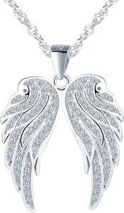 Collana Ali Con Zirconi per Donna, Collane Ciondolo Con Ali D'Angelo in Argento  - Foto 1 di 12
