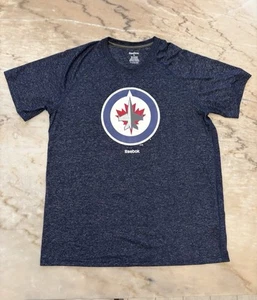 NHL Men's Winnipeg Jets Navy Primary Logo Short Sleeve T-Shirt Reebok XL - Picture 1 of 6