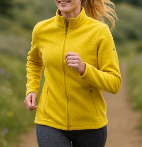 LL Bean Sweatshirt Womens 1X Yellow Fleece Full Zip Lightweight Outdoor  - Picture 1 of 9