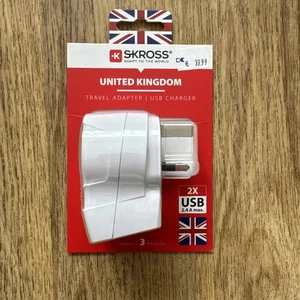 Reiseadapter Reisestecker Europa auf UK mit 2 USB Anschlüssen Skross 1500280 - Bild 1 von 3
