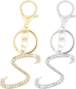 VIQWYIC 2 Pack Initial Letter Keychain for Women Girls, Bling S(gold&silver) - Picture 1 of 7