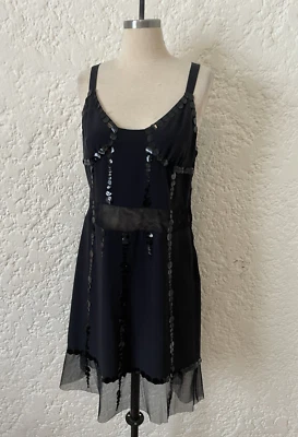 Vestido Marc Jacob’s Negro 100% Seda Lentejuelas Adornado Talla 6, Cóctel Fiesta Foto 1 de 4