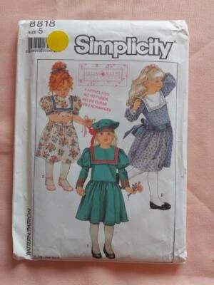 Simplicity 8818 Vintage Child's Dress & Hat Pattern Size 5 - Image 1 of 2