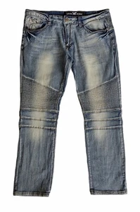 XRay Jeans Straight Leg Low Rise Pockets Biker Blue Mens 34x28 - Picture 1 of 9