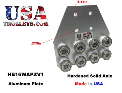 USATROLLEYS.COM 1-5/8 16 Wheel Heavy Duty Metal Frame Strut Channel Trolley -Uni/Super-Strut USA