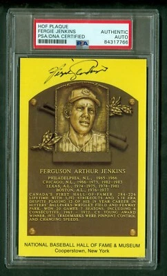 Fergie Jenkins Autographed Hall of Fame Plaque Postcard PSA/DNA - Image 1 of 2