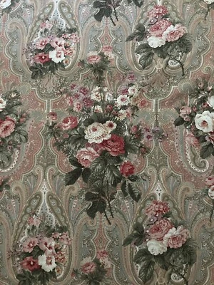 Tela de cortinas de rosa floral Waverly Paisley Primrose de colección 14 yardas x 54" 2 piezas Foto 1 de 4