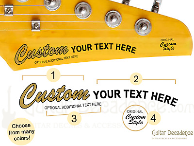 CUSTOM Curved Vintage Style Guitar And Bass Waterslide Headstock Decals • 12.99€