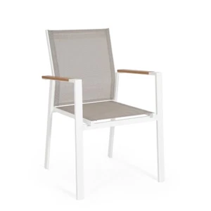 Sedia Da Esterno Con Braccioli Alluminio E Textilene Heta Bianca Bizzotto - 4 PZ - Foto 1 di 8
