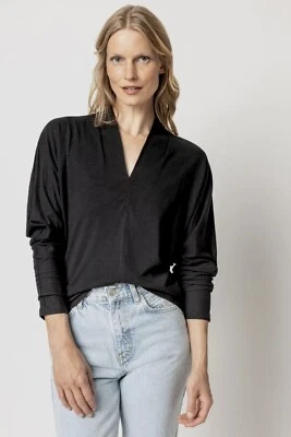 Lilla P Women's Black Split Collar Dolman Top Size XS L125332 Foto 1 de 2