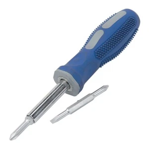 4 in 1 Schraubendreher: #1 & #2 Kreuzschlitz: 3/16" & 1/4" Schlitz flache Klinge: Neu - Bild 1 von 2
