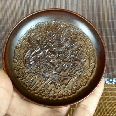 Figura Fénix Dragón Bronce Chino Colección Estatua Plato Mesa Decoración Foto 1 de 4