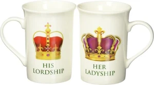 Juego de 2 tazas de porcelana fina The Leonardo Collection His Lordship & Her Ladyship en - Imagen 1 de 5