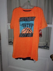 New w tags Boys sz 14-16 orange top & matching shorts Basketball design on shirt - Picture 1 of 4