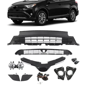 FIT 2016-2018 Toyota RAV4 LE XLE Upper Center Lower Grille&Fog Light&Cover Cap - Picture 1 of 23