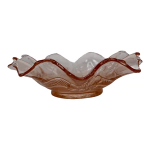 Cuenco de vidrio de albaricoque translúcido floral con volantes tamaño 7,5 pulgadas x 2,5 pulgadas vidrio prensado - Imagen 1 de 10