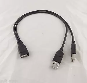 USB 2.0 A 1 Female To 2 A Male Y Splitter Data Charge Power Extension Cord Cable - Picture 1 of 7