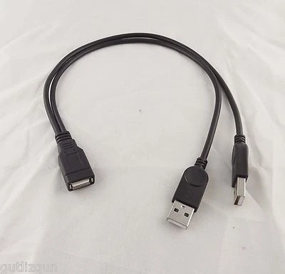 USB 2.0 A 1 Female To 2 A Male Y Splitter Data Charge Power Extension Cord Cable - Image 1 of 4