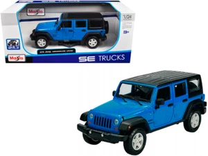 Jeep Wrangler Unlimited 2015 Blue Black Top Maisto SE Trucks 1/24 Diecast Model - Picture 1 of 5