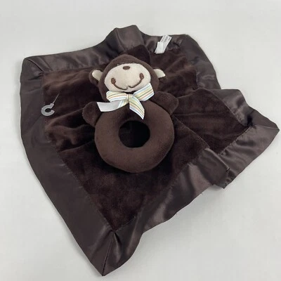 Manta de bebé Carters marrón mono sonajero satinado seguridad Lovey felpa suave 2011 Foto 1 de 4