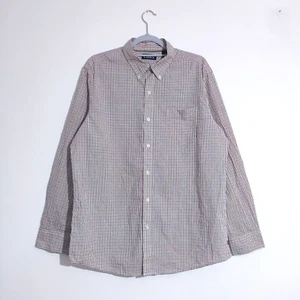 Camicia Ralph Lauren Chaps Gingham grande rossa bianca blu quadri manica lunga casual - Foto 1 di 16