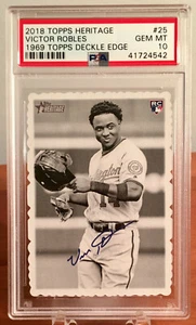 2018 Topps Heritage Victor Robles Rookie RC Deckle Edge #25 PSA 10 - Bild 1 von 2