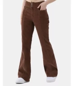 No Boundaries Pintuck Flare Corduroy Pants 16 High Rise Brown Women’s NEW 2V - Picture 1 of 11