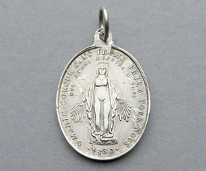 Antiker religiöser Silberanhänger 1845 1860. Heilige Jungfrau Maria. Wunderbare Medaille. - Bild 1 von 5