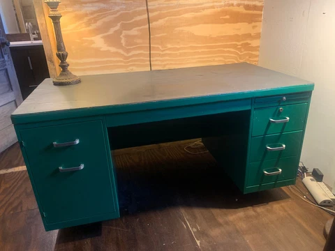 vintage metal tanker desk green 60x30x30 Cover