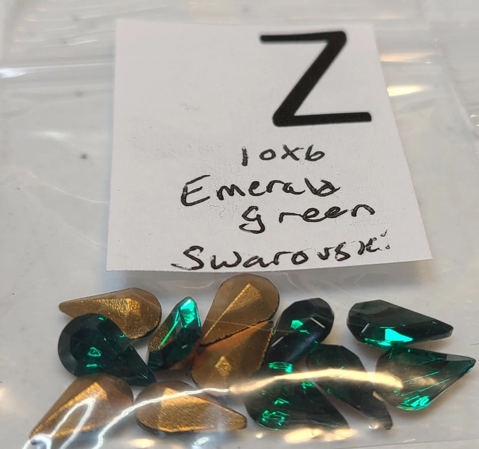 Vtg 10x6mm Pear Swarovski Crystal Pointed Back Rhinestone Jewelry Repair # 6008 - Image 1 of 1