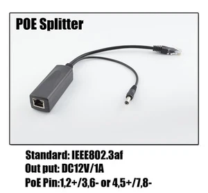 Active POE Splitter 10/100Mbps 12V 1A IEEE802.3af / 802.3at for IP Cameras - Picture 1 of 9