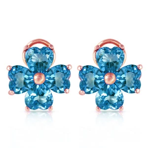 14K. GOLD FRENCH CLIPS EARRING WITH NATURAL BLUE TOPAZ - Picture 1 of 21