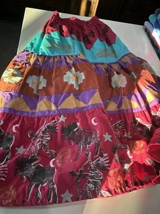VTG Robin Brown Portable Art Handpainted Western Moose Horse Maxi Skirt M - Picture 1 of 9