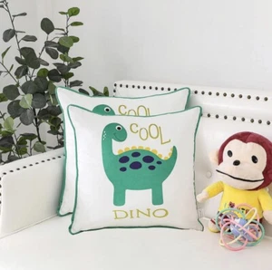 Dinosaur Throw Pillowcase Covers Cartoon Soft Velvet 18x18” Decor NEW Cool Dino - Picture 1 of 5