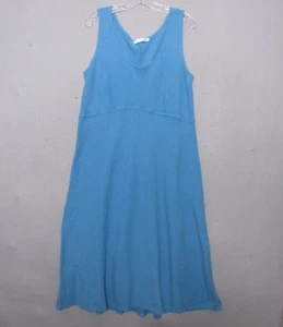 Vestido Suelto Corte Mujer XL Azul Lino Midi Lagenlook Playa Costero Fluido Mínimo - Imagen 1 de 12