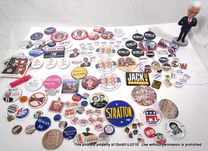 LOT FEDERAL POLITICAL PIN-BACKS + Hyde Bobblehead Kennedy Reagan Bush Dole + - Picture 1 of 12
