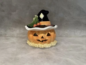 Vintage Caffco Keramik Halloween Jack O Windlicht Teelicht Kerzenhalter NEUWERTIG - Bild 1 von 14