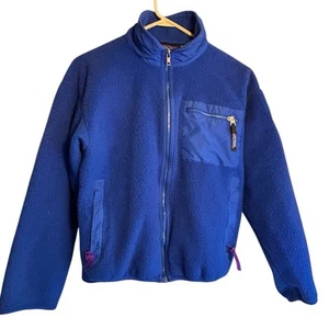 Vintage Patagonia Jacket Blue Fleece Full Zip Youth Made in USA 90s size kids 8 - Picture 1 of 10