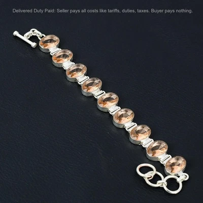 Pulsera de compromiso de cadena de plata de ley 925 con piedras preciosas de morganita venta de Halloween Foto 1 de 4