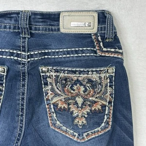 Sexy Couture Jeans Größe 5 blau verblassen Bootcut Western Glitzer Taschen Kontrastrand - Bild 1 von 14
