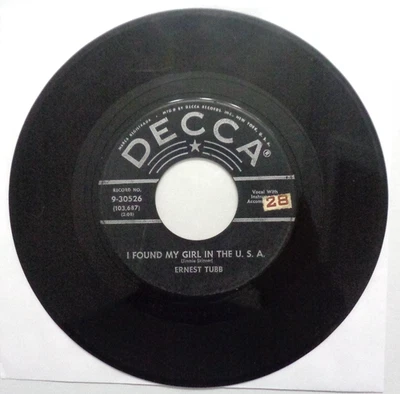 Ernest Tubb: I Found My Girl In The U.S.A. 1957 9-30526 Gloversville Pressing VG - Image 1 of 4